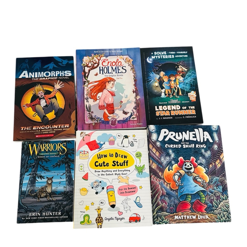 Bundle of 6 Illustrated Kids/Teen Graphic Novel Cartoon Books